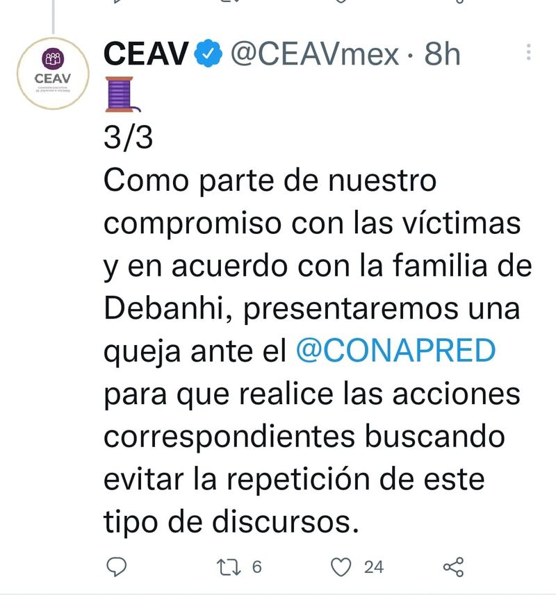 La Ceav pide no dar réplica al Tik Tok en el que Platanito se mofa de la tragedia.