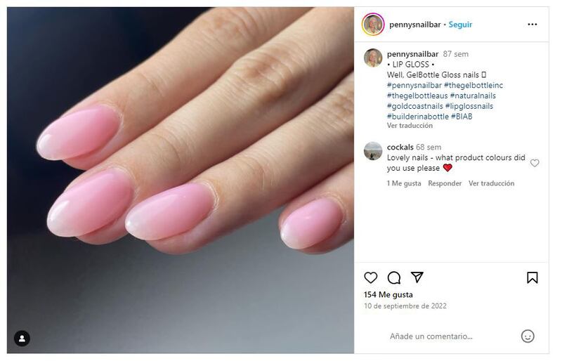 La manicura 'lip gloss' es una de las grandes tendencias de 2024