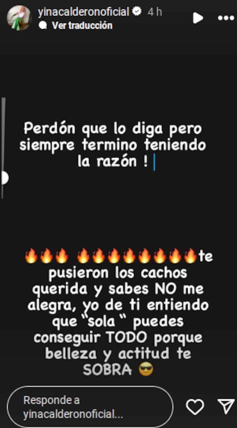 Yina Calderón desde las redes sociales