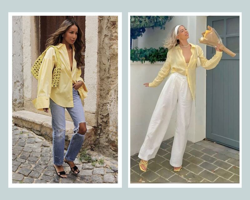 Blusas amarillo mantequilla que serán tendencia este 2025.