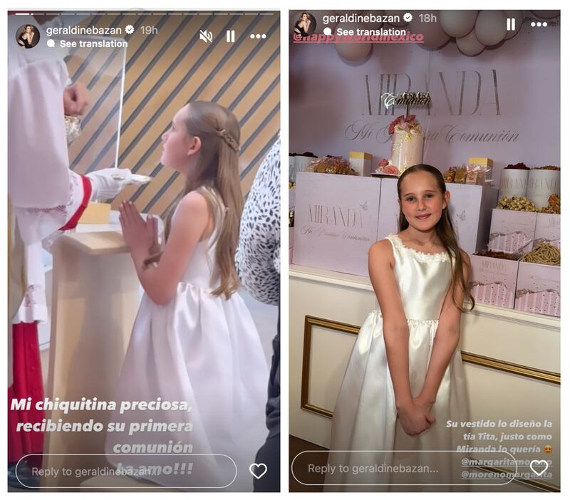 Alexa Miranda, hija de Geraldine Bazán celebra su primera comunión