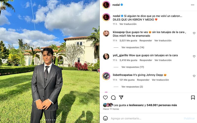 Christian Nodal reaparece en redes sin tatuajes en la cara