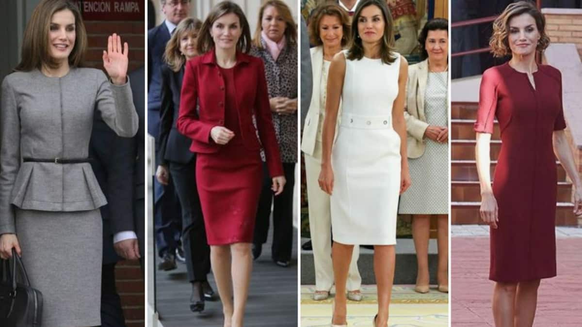 vestido de cóctel elegante, reina Letizia