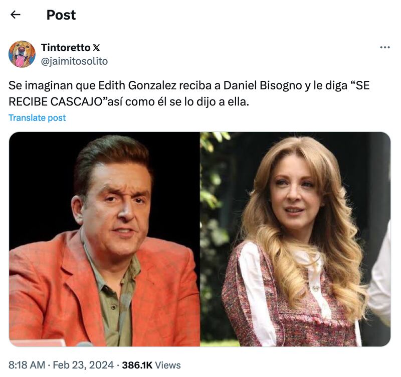 Reviven polémico insulto de Daniel Bisogno a Edith González