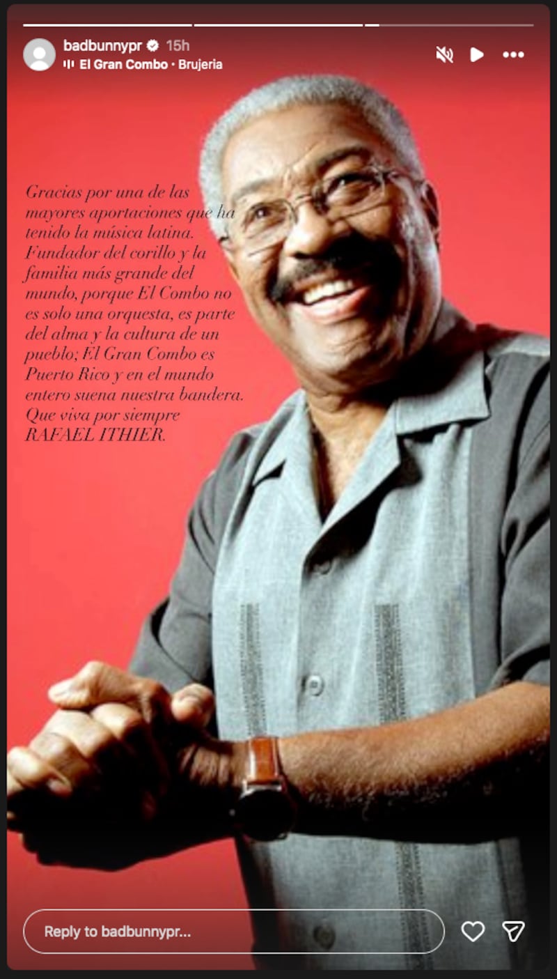 Historia de Bad Bunny en Instagram