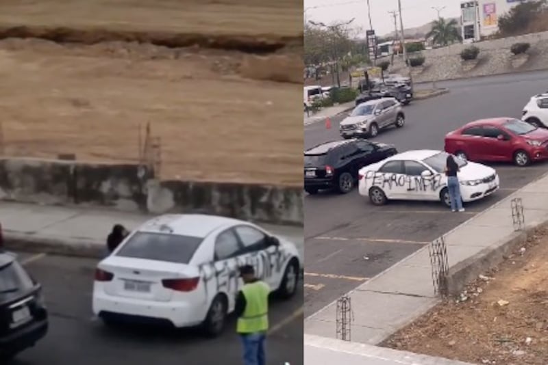 El carro blanco de la víctima quedó marcado con pintura negra y el mensaje “Perro infiel”.