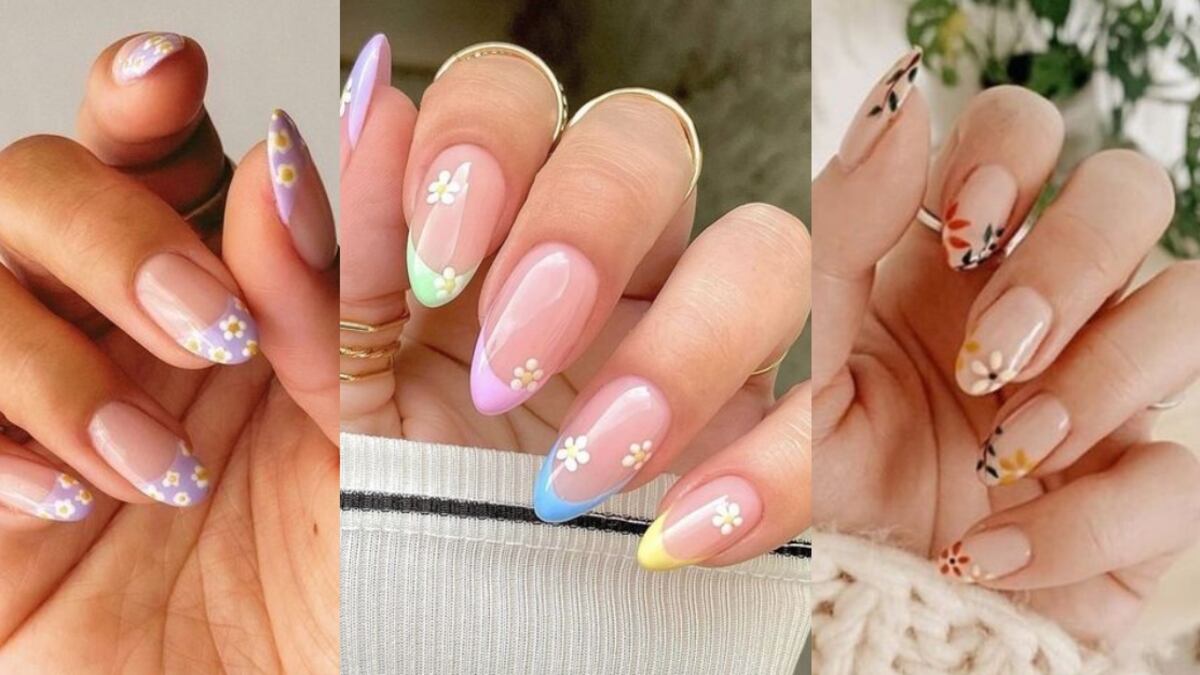 Uñas francesas con flores