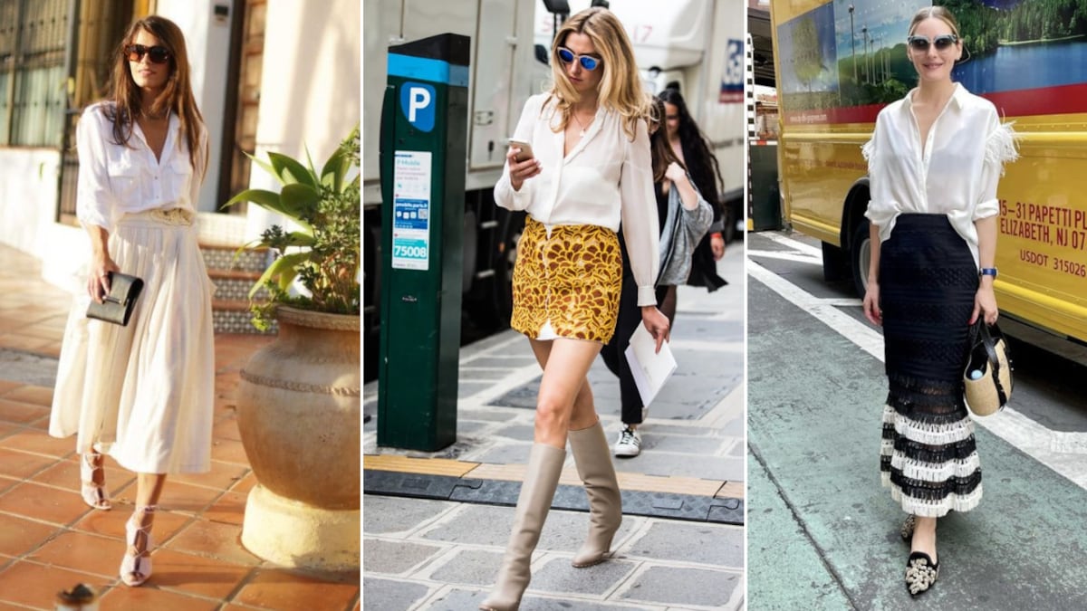 Looks de faldas con camisas blancas