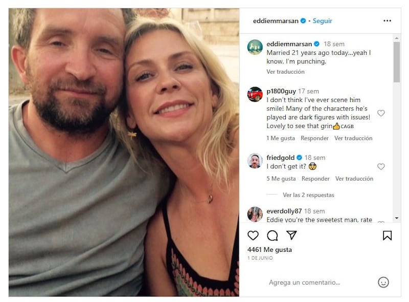 Eddie Marsan junto a su esposa