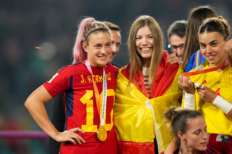 Infanta Sofía con la selección de España femenina campeona del mundo en Australia