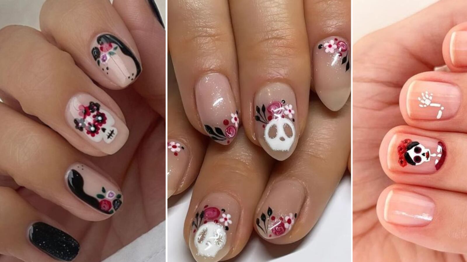 Uñas de catrina para el día de muertos 2024
