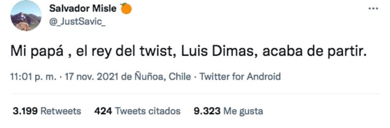Salvador Misle comunicó la muerte de Luis Dimas a los 78 años de edad