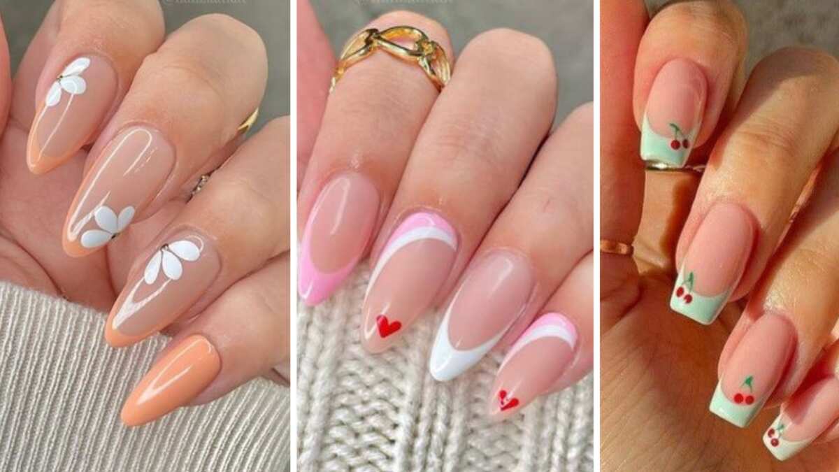 Uñas de puntas francesas decoradas