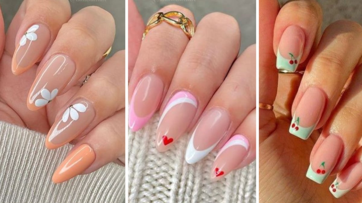 Uñas de puntas francesas decoradas