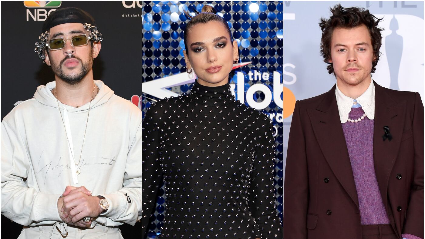 Bad Bunny, Dua Lipa y Harry Styles
