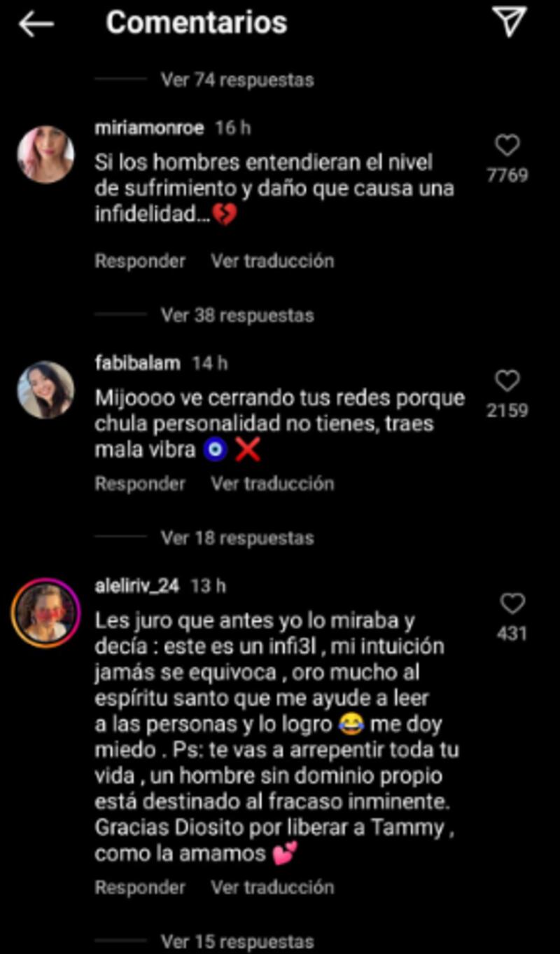 Comentarios de hate que le han dejado a Omar Núñez en sus redes