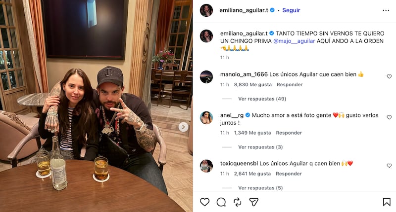 Emiliano Aguilar presume reencuentro con Majo Aguilar