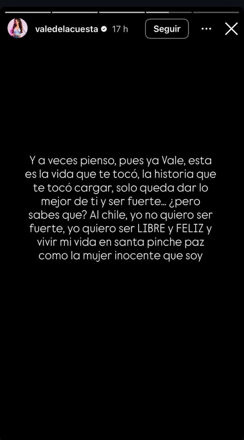 Historias de Valentina de la Cuesta en Instagram