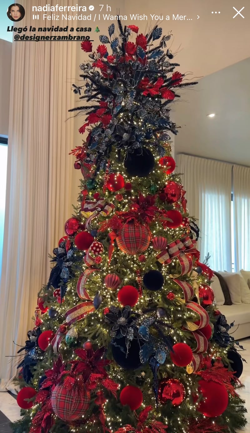 Nadia Ferreira presumió su majestuoso árbol de Navidad desde su departamento