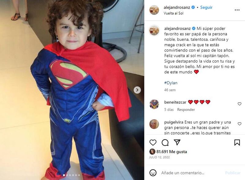 Dylan es el tercer hijo de Alejandro Sanz