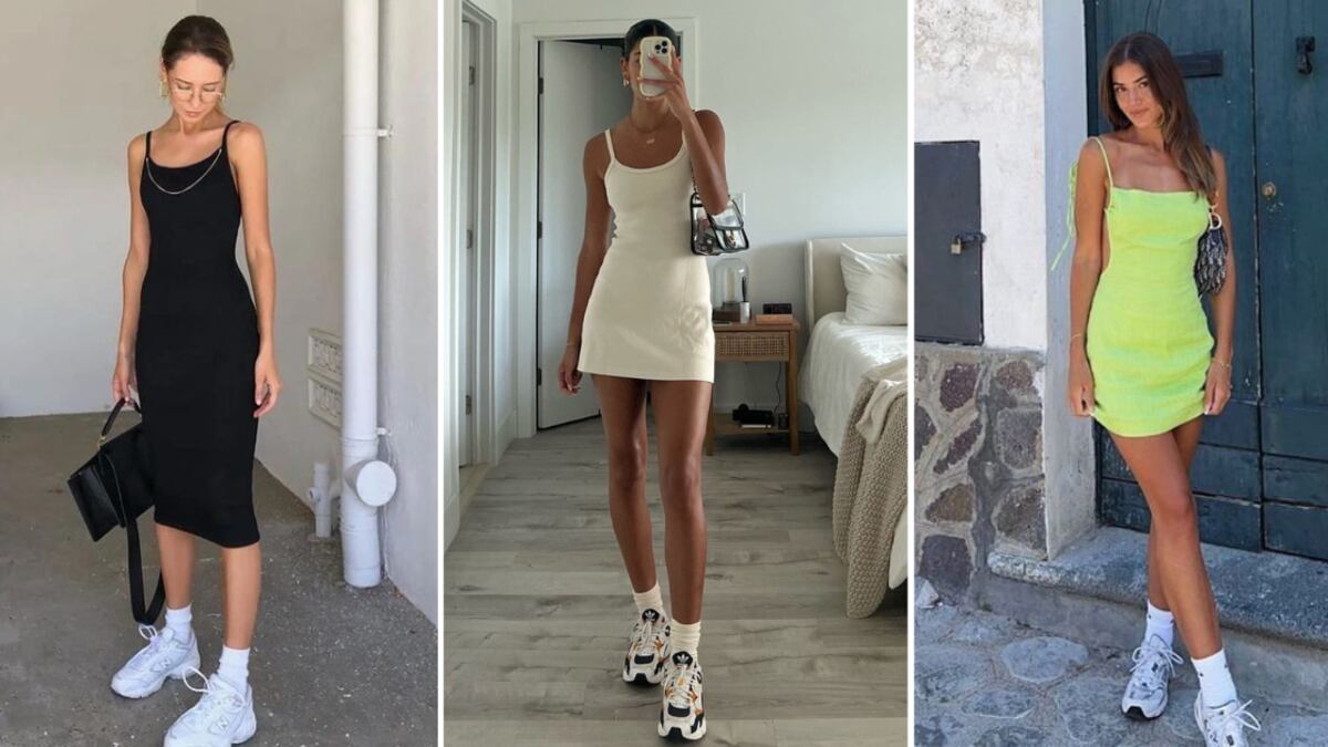 Los tenis ‘retro’ son una de las tendencias más fuertes este año y así los puedes usar con vestidos.