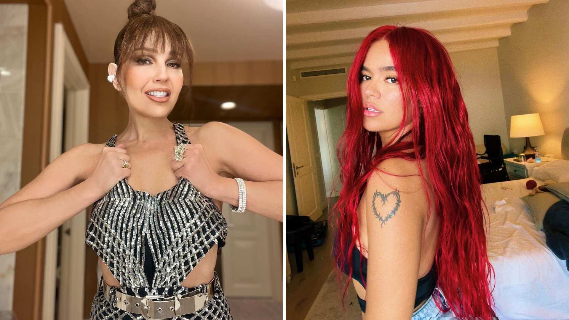 Piden un dueto entre Thalía y Karol G