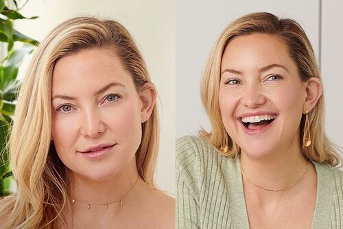 Kate Hudson es un ejemplo de estilo en elegante abrigo de cuadros azul con flecos