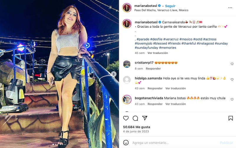 Mariana Botas en el Carnaval de Veracruz