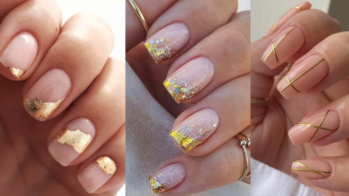 Uñas doradas para Navidad