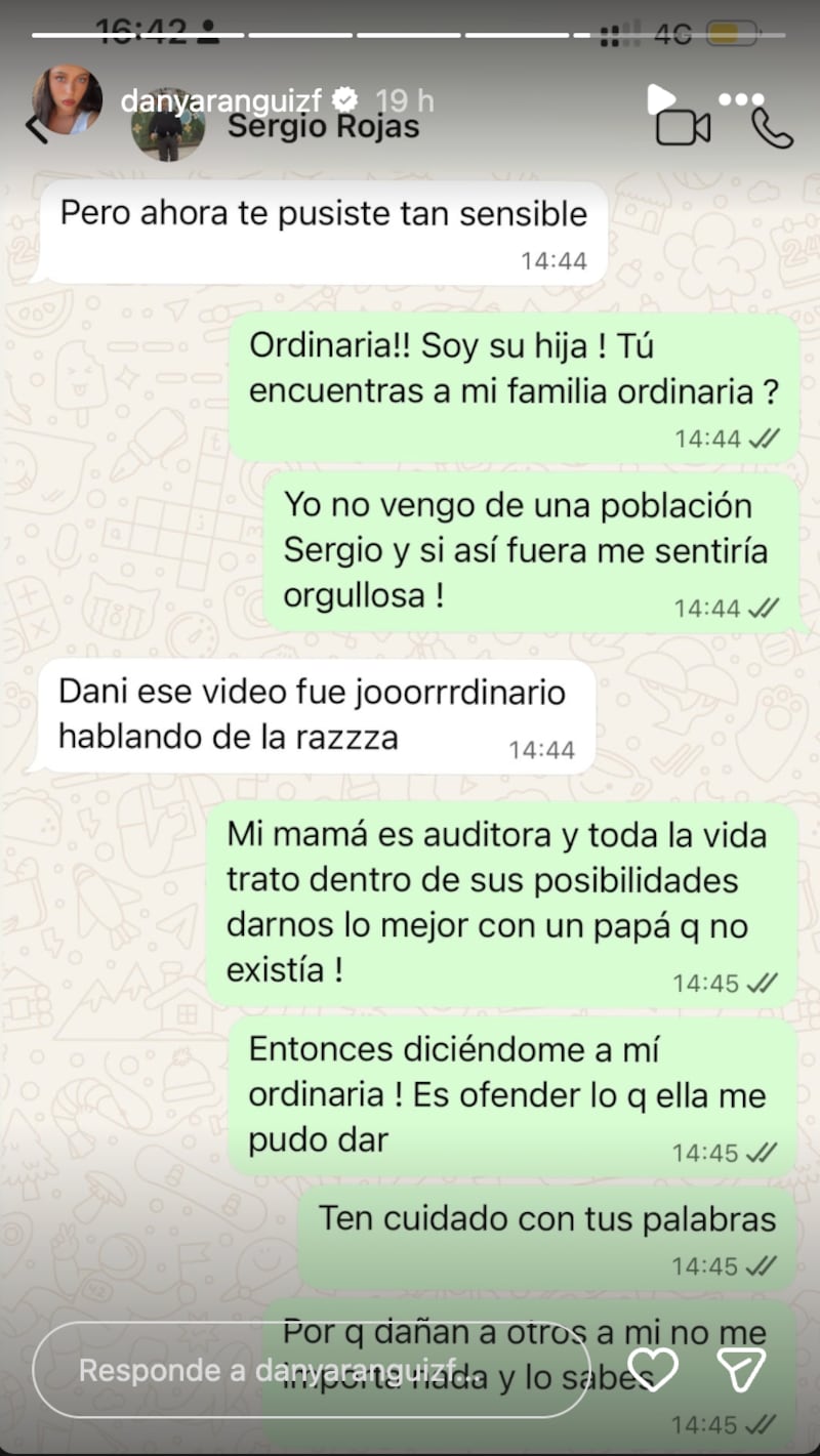 Pelea entre Sergio Rojas y Daniela Aránguiz | Fuente: Instagram @danyaranguizf