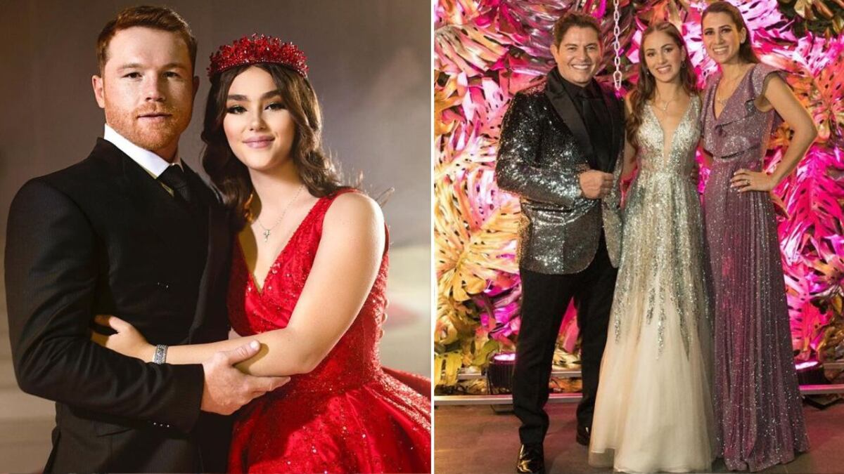 Saúl 'Canelo' Álvarez y Ernesto Laguardia y sus respectivas hijas en sus fiestas de XV años