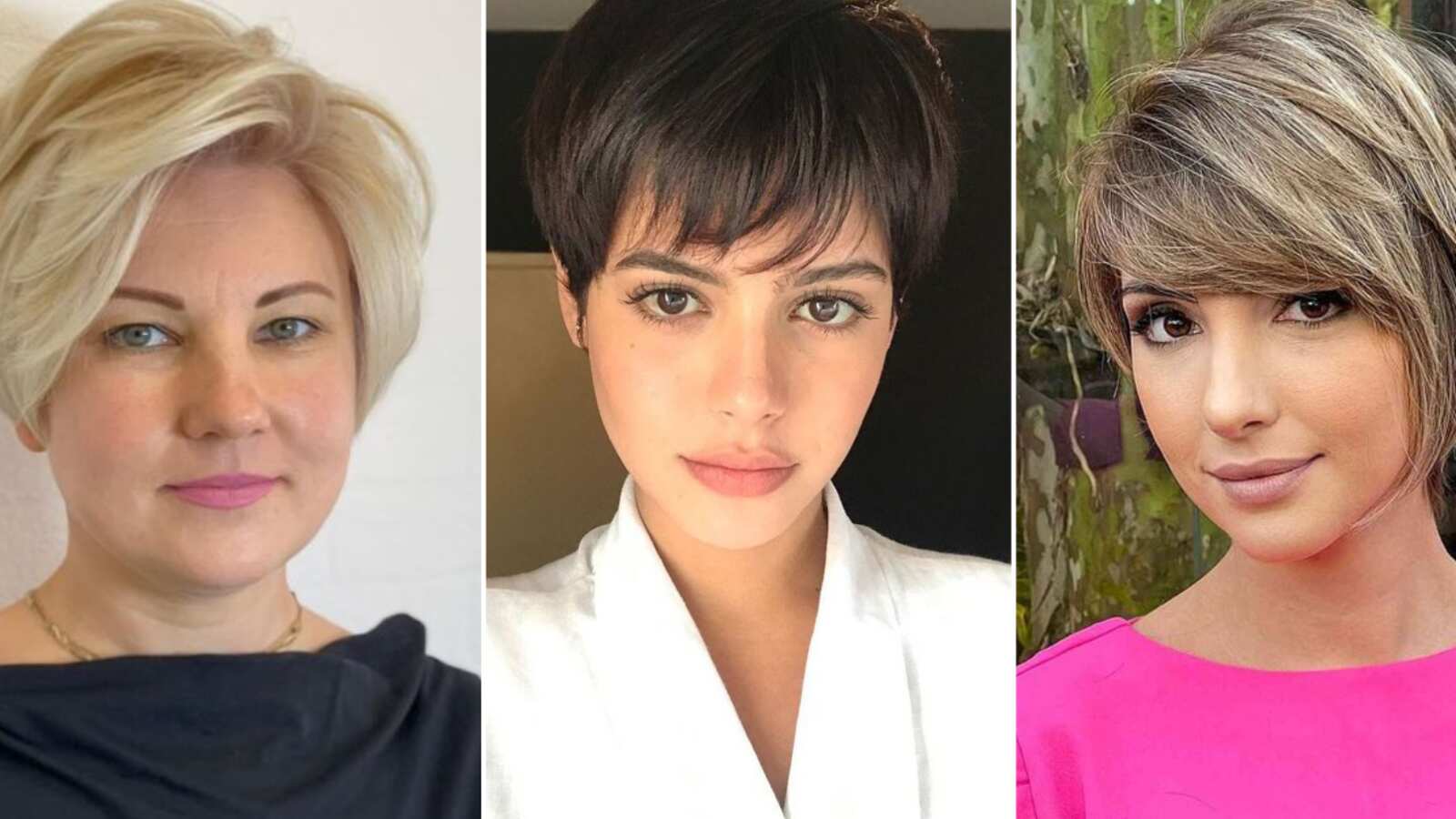 Corte pixie largo para mujeres de cara redonda