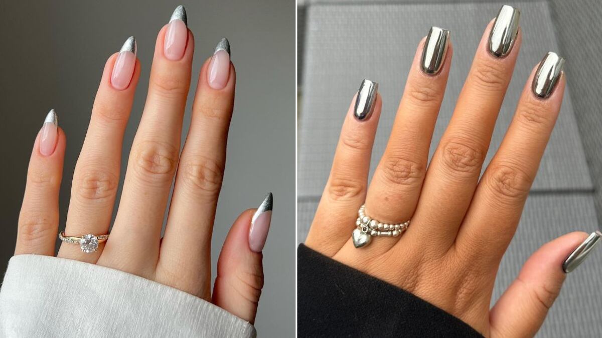 Las uñas plateadas son llamativas y sofisticadas