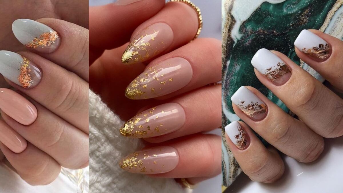 Uñas con foil dorado