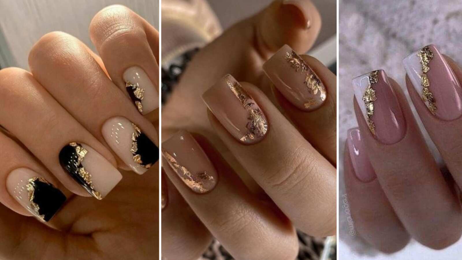 Diseños de uñas con hoja de oro
