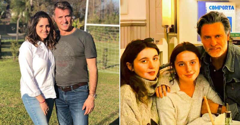 A la izquierda, Juan Soler con su primogénita, Valentina. A la derecha, el actor son sus hijas menores, Mía y Azul