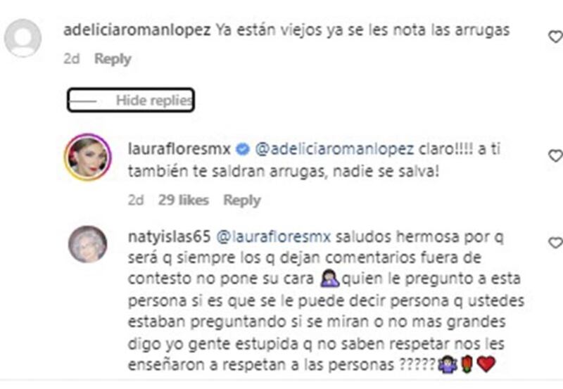 Laura Flores deja claro que las arrugas son normales