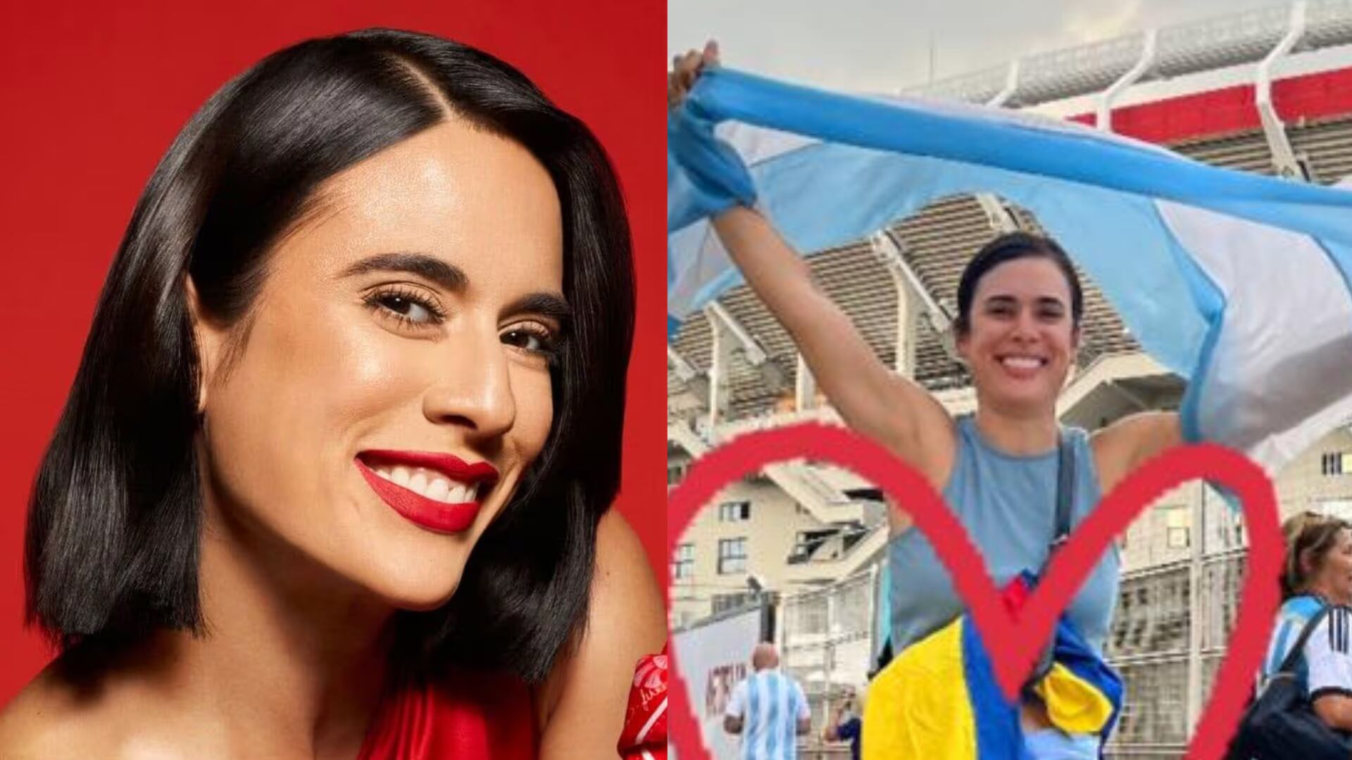 Carolina Ramírez salió a las calles con una bandera de Argentina