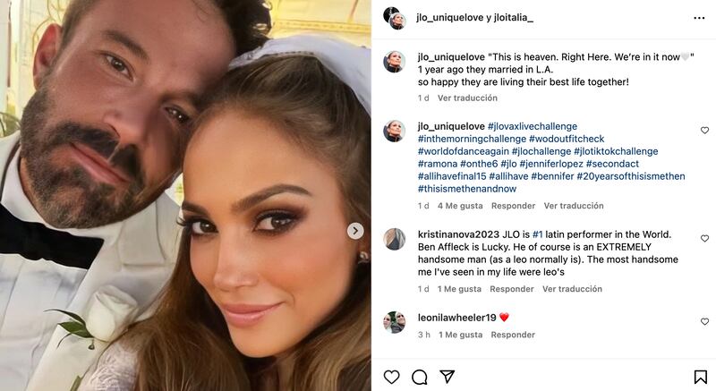 Jennifer Lopez y Ben Affleck celebraron un año de matrimonio y la ‘Diva del Bronx’ desató su lado más sexy.