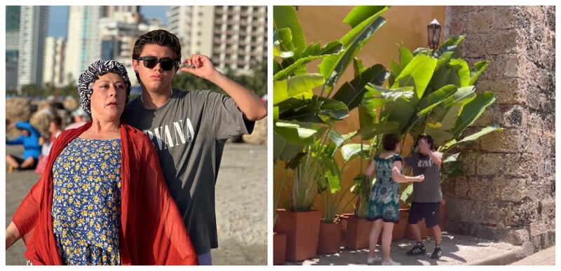 Alina Lozano y Jim Velásquez son captados en una escena bastante candente mientras la madre del joven los observaba (instagram: Alina Lozano)