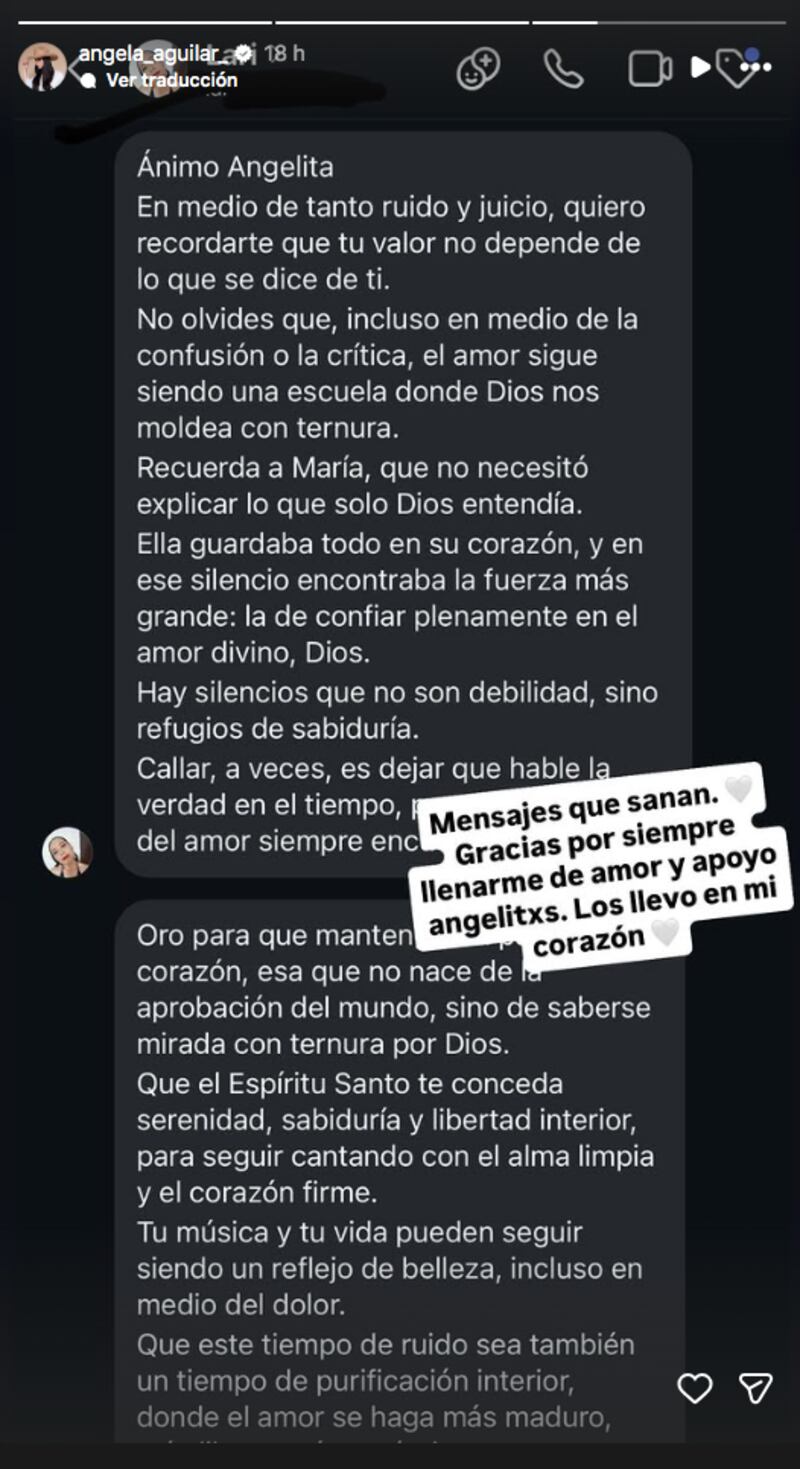 El mensaje que Ángela Aguilar recibió de un fan en redes sociales