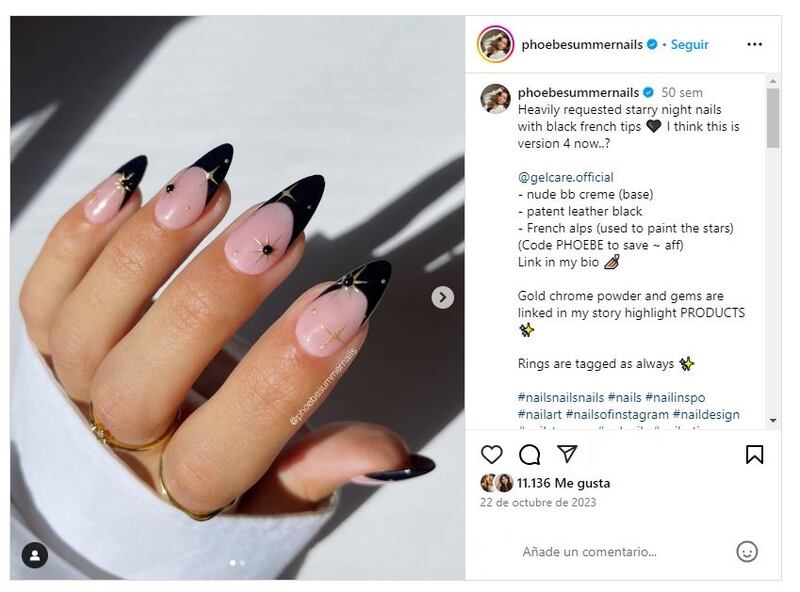 Las uñas francesas negras son perfectas para las mujeres elegantes y audaces