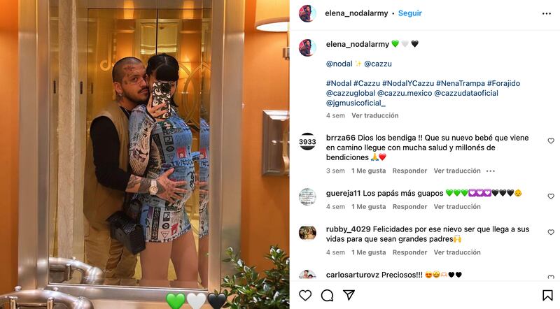 Christian Nodal y Cazzu mostrando su 'Baby Bump'