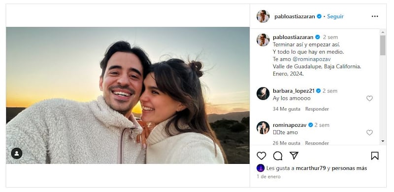 Romina Poza y su novio, Pablo Astiazarán