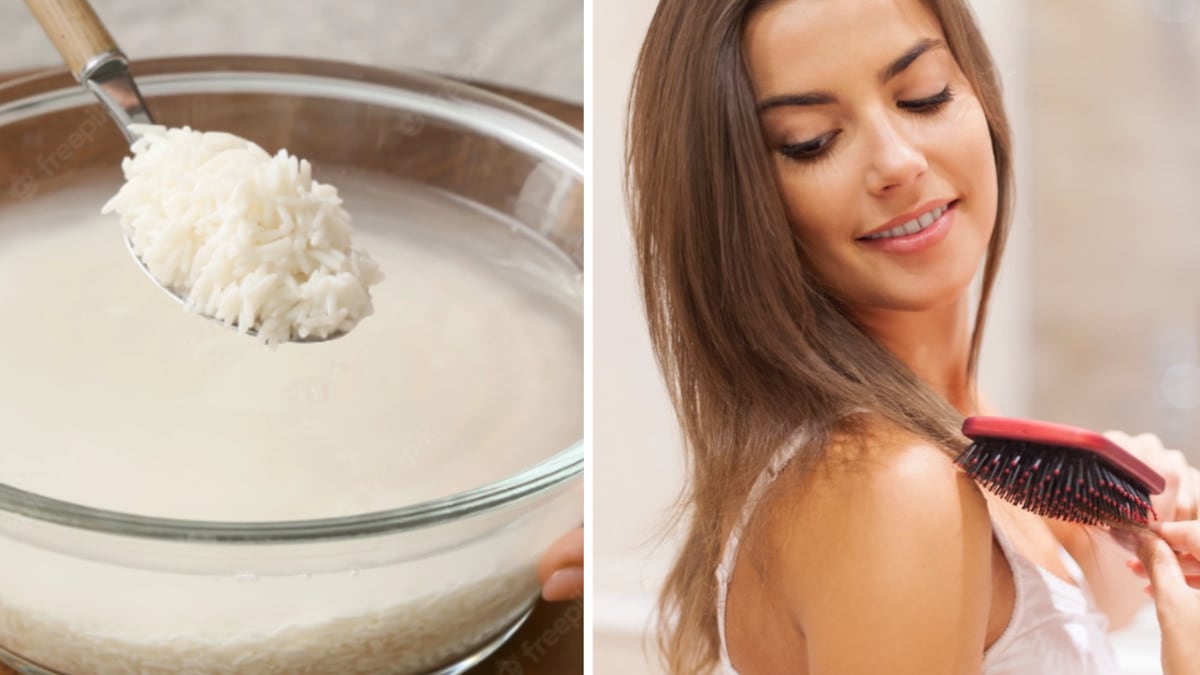 Agua de arroz en el cabello