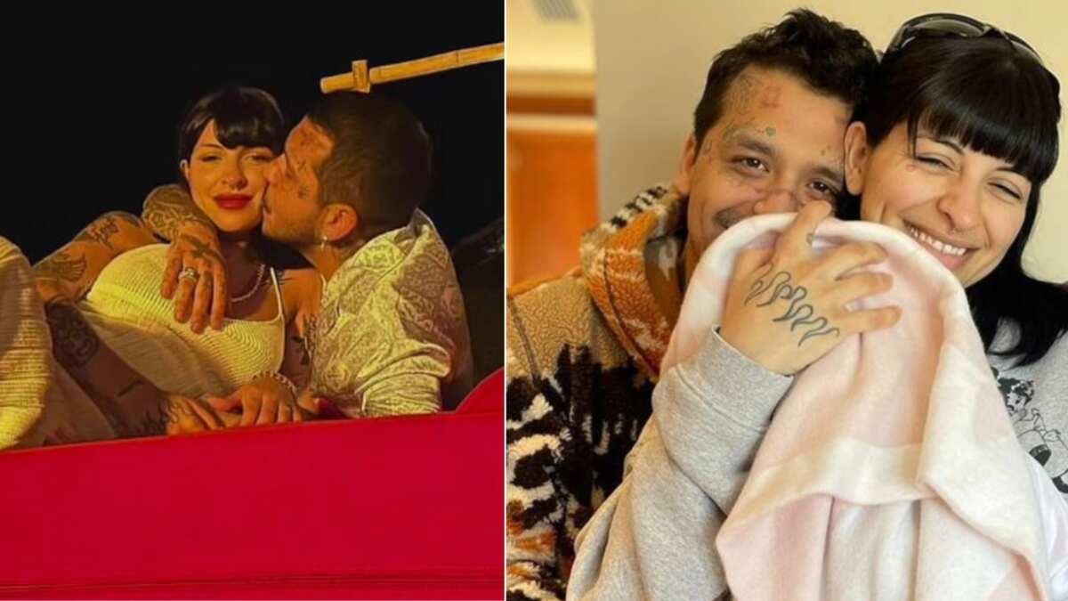 Christian Nodal con Cazzu y su pequeña Inti