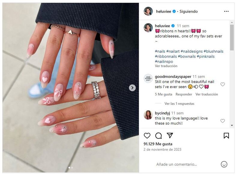 La manicura coquette es una de las primeras tendencias en cuanto a uñas que arrasa en 2024