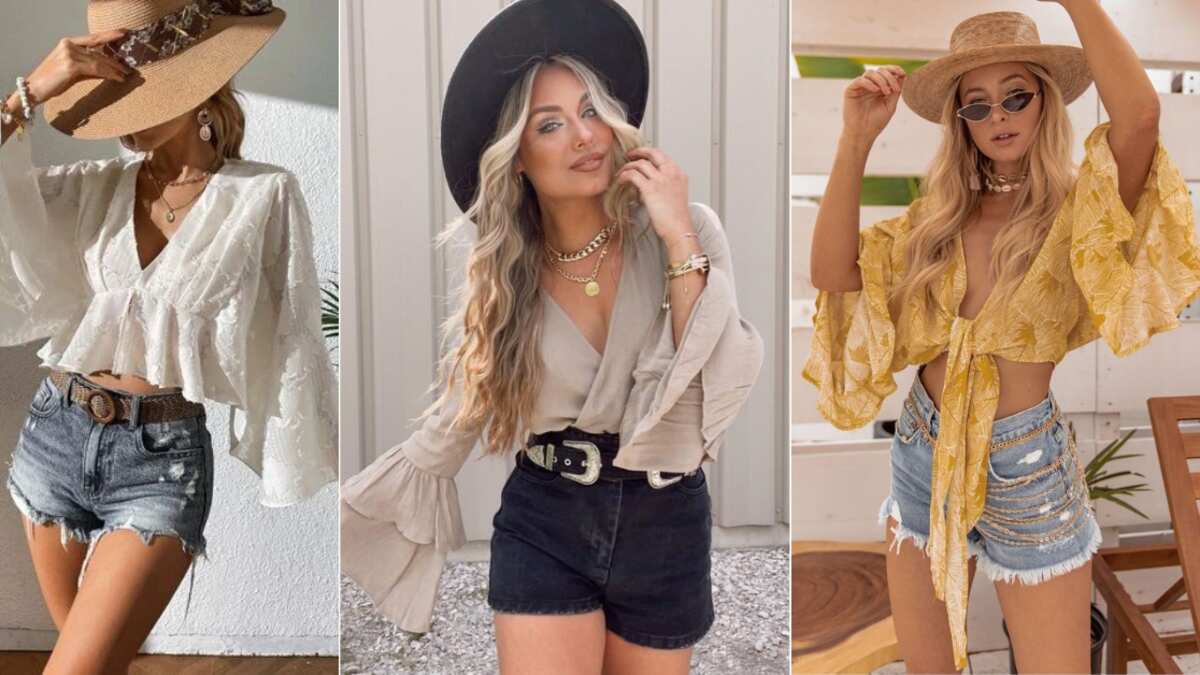 Blusas gitanas combinadas con shorts