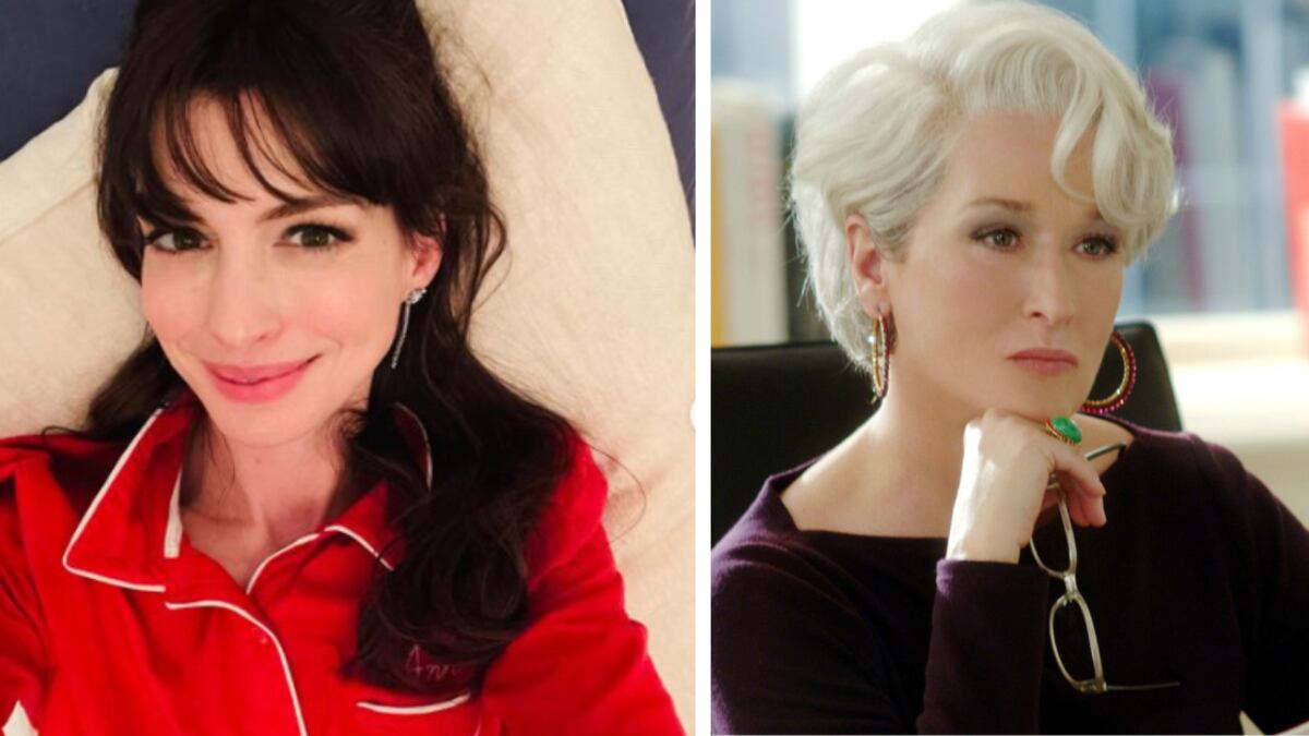 Anne Hathaway posó junto a Anna Wintour, editora de Vogue.