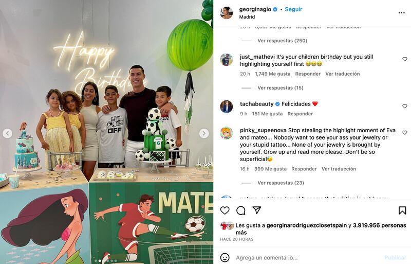 Georgina Rodríguez y Cristiano Ronaldo celebran el cumpleaños de sus mellizos Eva y Mateo